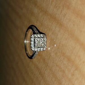 White gold princess cut engagement ring